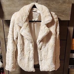 Jou Jou Cream Teddy Jacket Plush Faux Fur